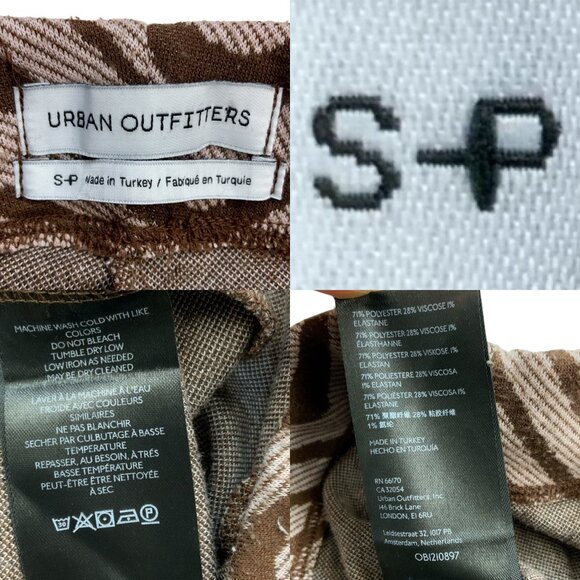 Urban Outfitters UO Bryn Pull-On Flare Pant S Brown Striped High Rise Retro Fall - Picture 4 of 12